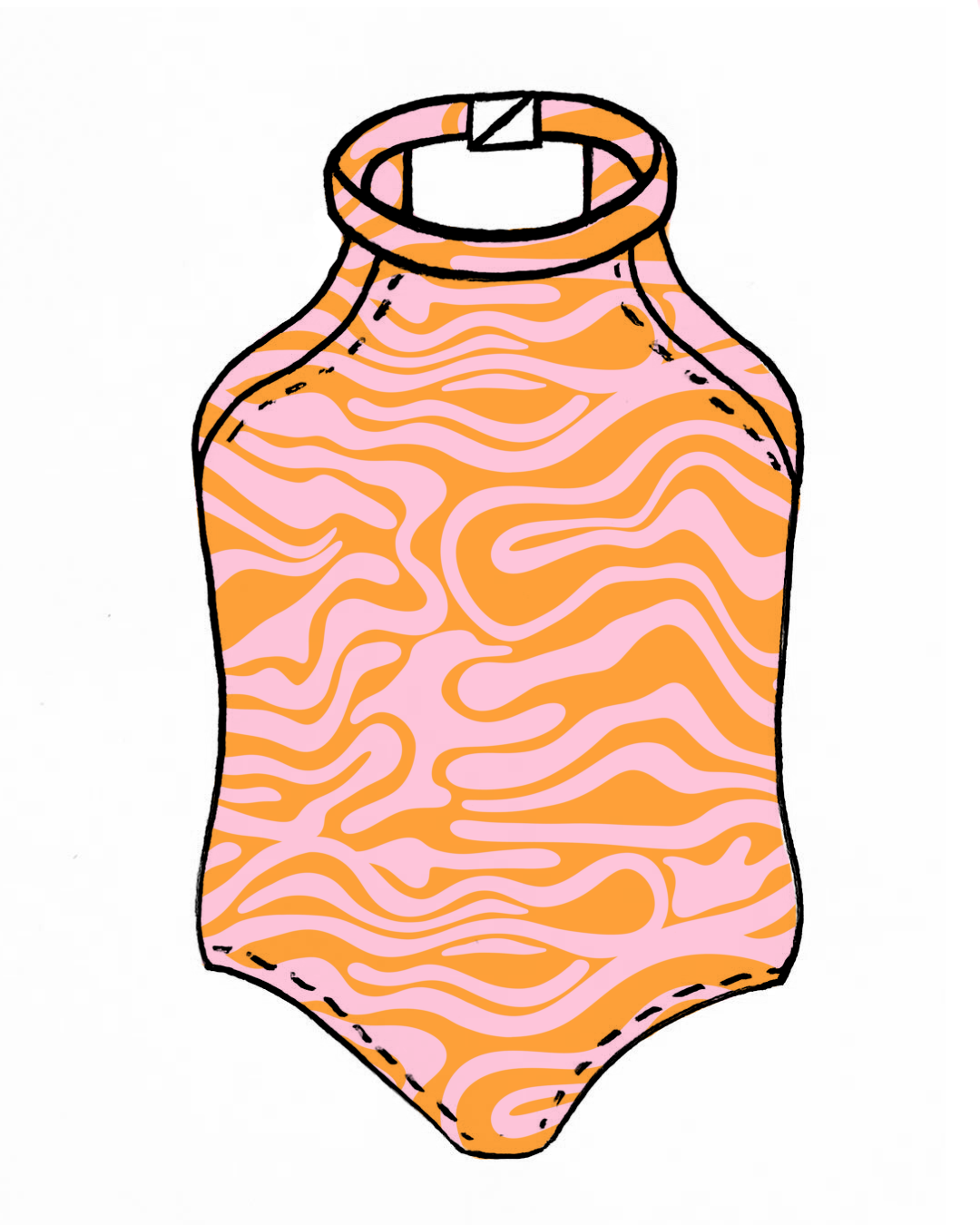 Orange Wavy - Halter