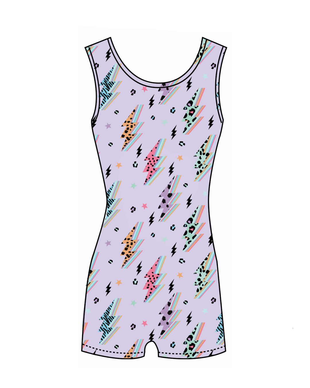 Pastel Bolts -Unitard