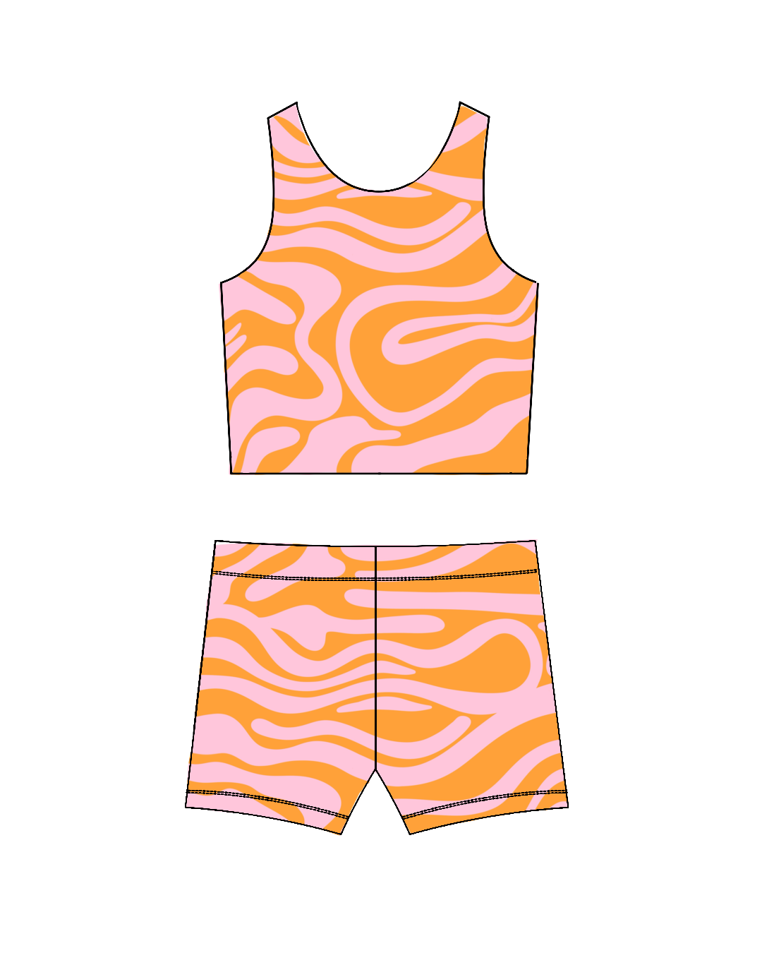 Orange Wavy -Crop Set