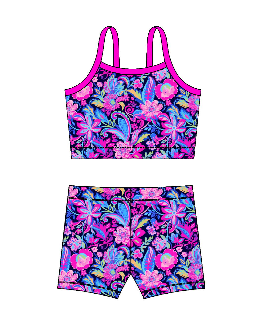 Midnight Bloom-Crop Set