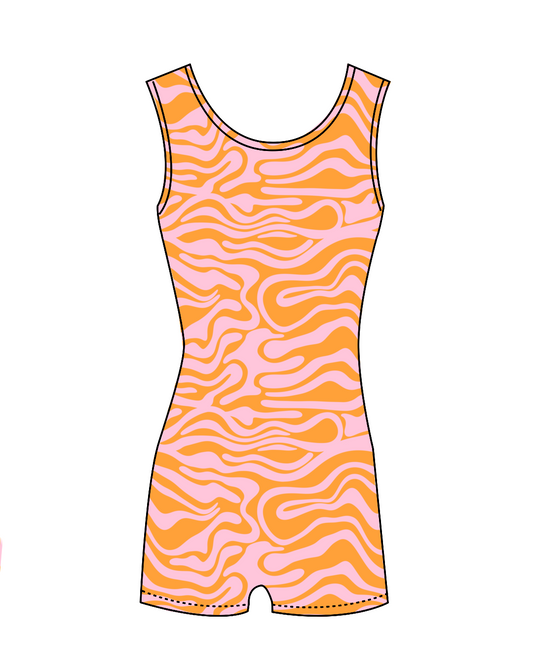 Orange Wavy -Unitard