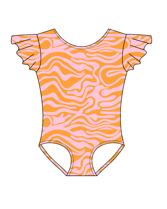 Orange Wavy  - Flutter Sleeve