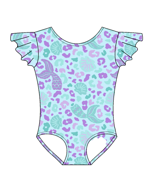 Mermaid Leopard- Flutter Sleeve