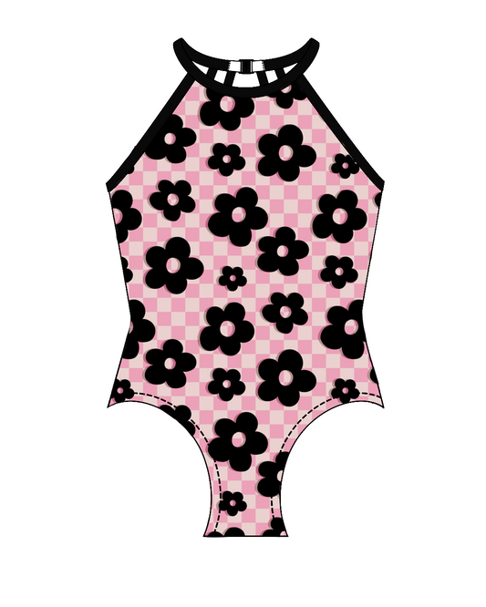 Retro Flowers Black- Halter