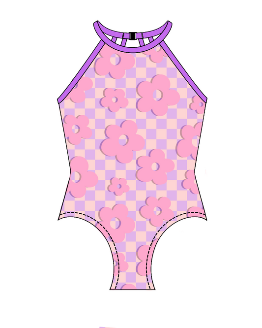 Retro Flowers Pink- Halter