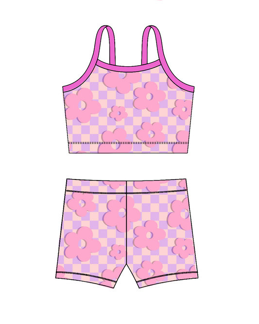Retro Flowers Pink-Crop Set