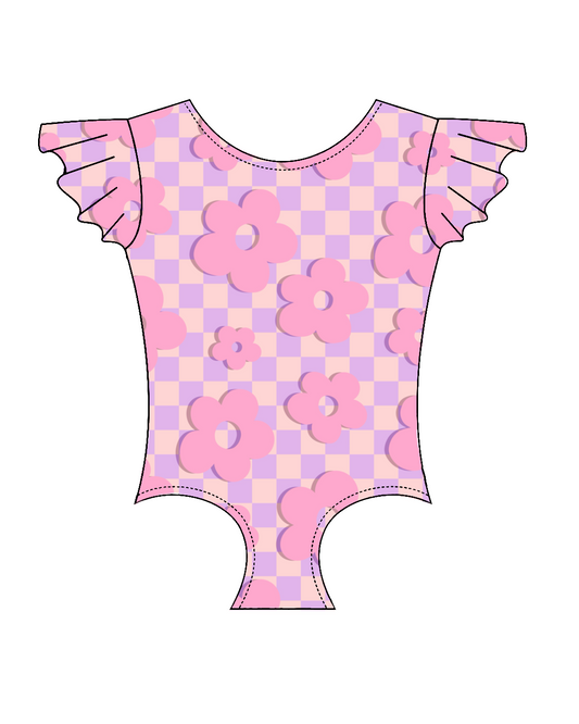 Retro Flowers Pink- Flutter Sleeve